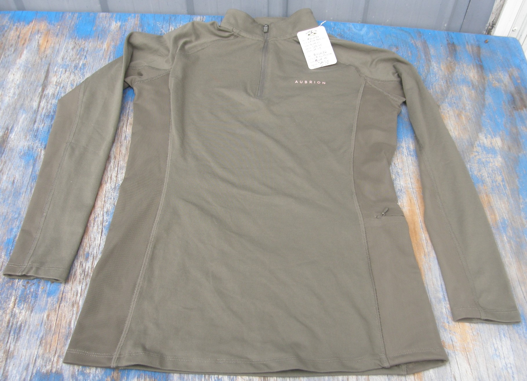 Shires Aubrion Newbury Kids LS Sun Shirt Airflow Riding Shirt Quarter Zip English Riding Shirt Youth XL Sage Green