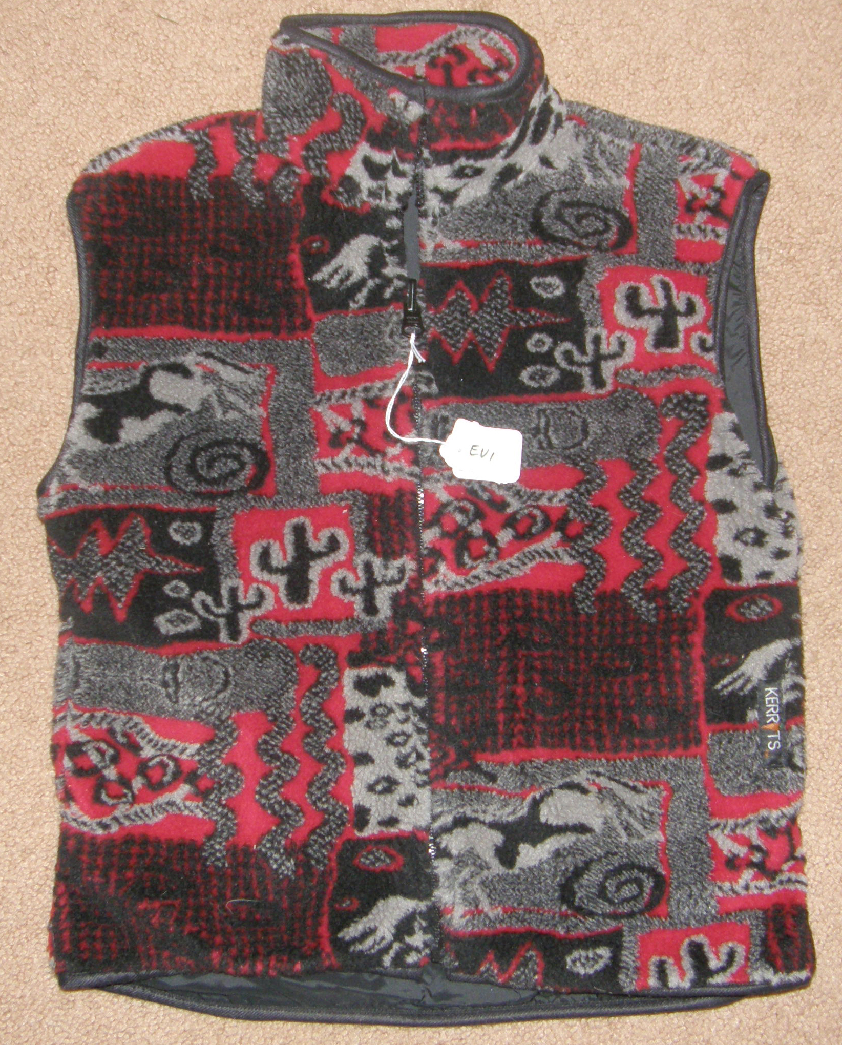 Kerrits On Course Reversible Fleece Vest Gray/Black/Red Fleece Outerwear Ladies S