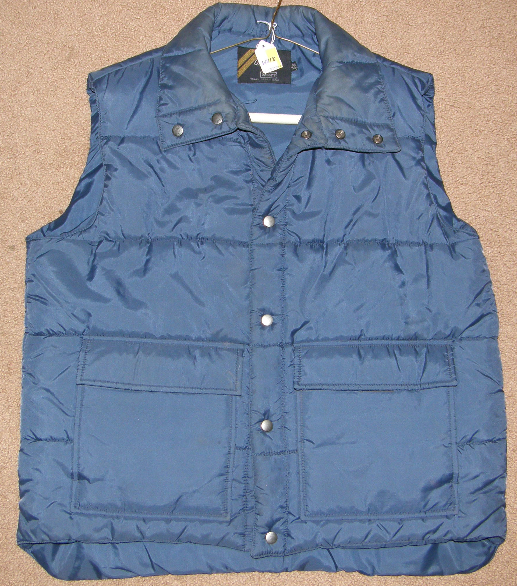 Sears Quilted Nylon Vest Outerwear Navy Blue Adult XL Tall