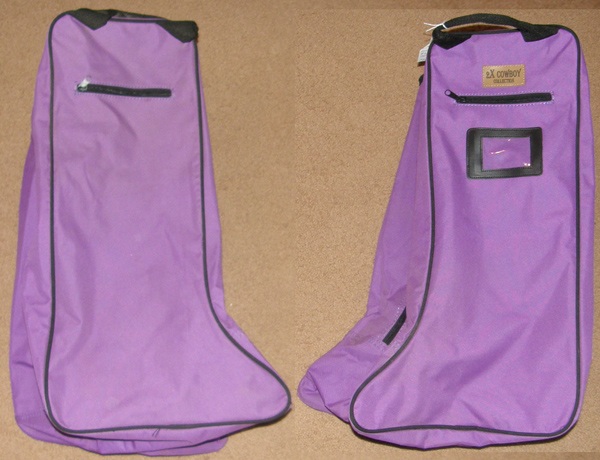 2X Cowboy Collection Western Boot Bag English Boot Bag with Pockets Purple/Black