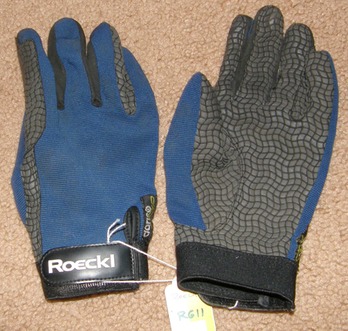 Roeckl Snakeskin Palm Gloves Cross Country Riding Gloves Ladies 7 1/2 Blue