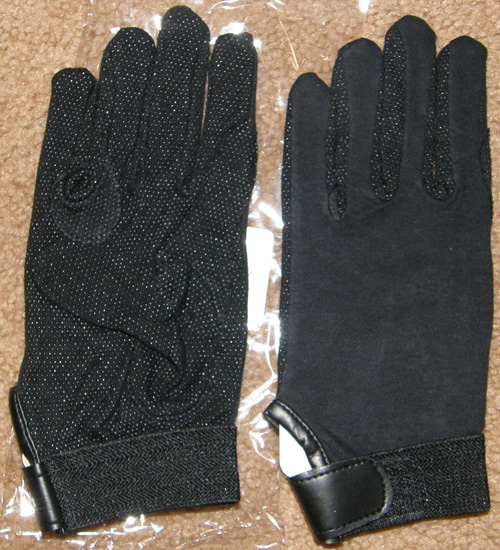 Black Cotton Pimple Grip Riding Gloves