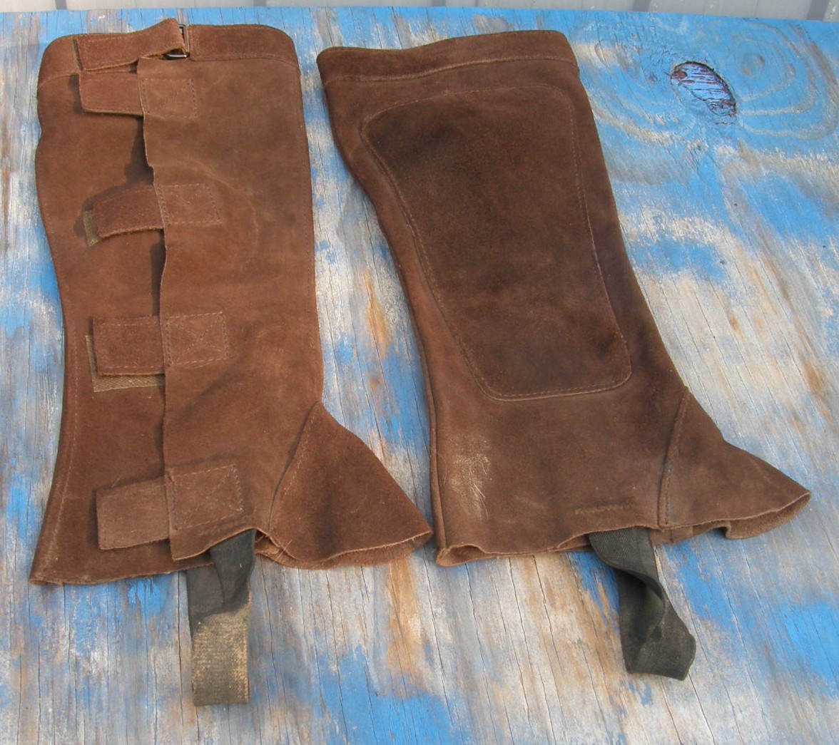 Suede Half Chaps Velcro Closure Suede Leather English Half Chaps Adult M Brown