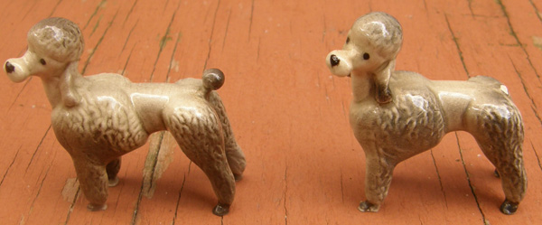 Vintage Hagen-Renaker #346 Poodle Style Two Grey Poodle Cut HR Mini China Dog Figurine