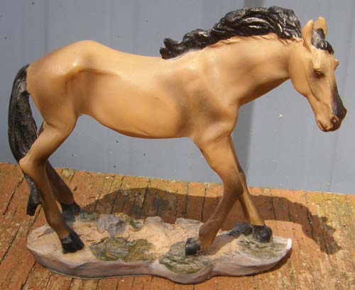 Buckskin Resin Porcelain Horse China Horse Figurine on Base