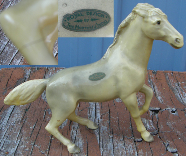 Vintage The Mortens Studio Royal Design Prancing Horse Figurine Morten Cream Grey Ceramic China Horse