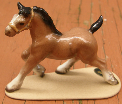 Vintage Hagen-Renaker #3156 Clydesdale Foal On Base Draft Foal HR Mini China Draft Horse Figurine