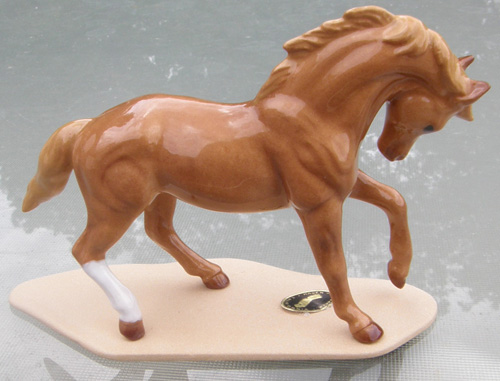 Vintage Hagen Renaker #3313 Thoroughbred New Era Chestnut TB Horse HR Specialty Mini China Horse Ceramic Horse Figurine