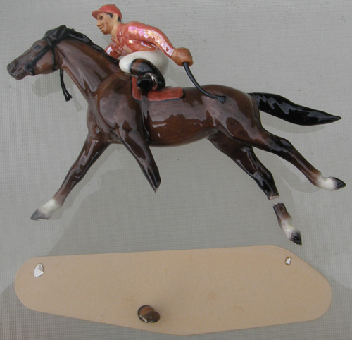 Vintage Hagen Renaker #3297 Racehorse With Jockey TB Race Horse HR Specialty Mini China Horse Ceramic Horse Figurine