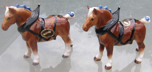 Vintage Hagen-Renaker #341 #3127-1 Mini Draft Horse In Harness HR China Horse Figurine