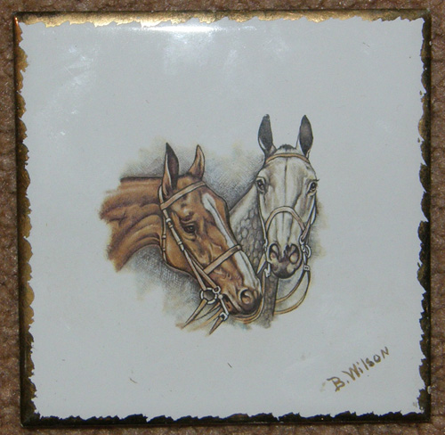 Vintage Richards Group England Horses Decorative Tile Richards Horses Ceramic Tile