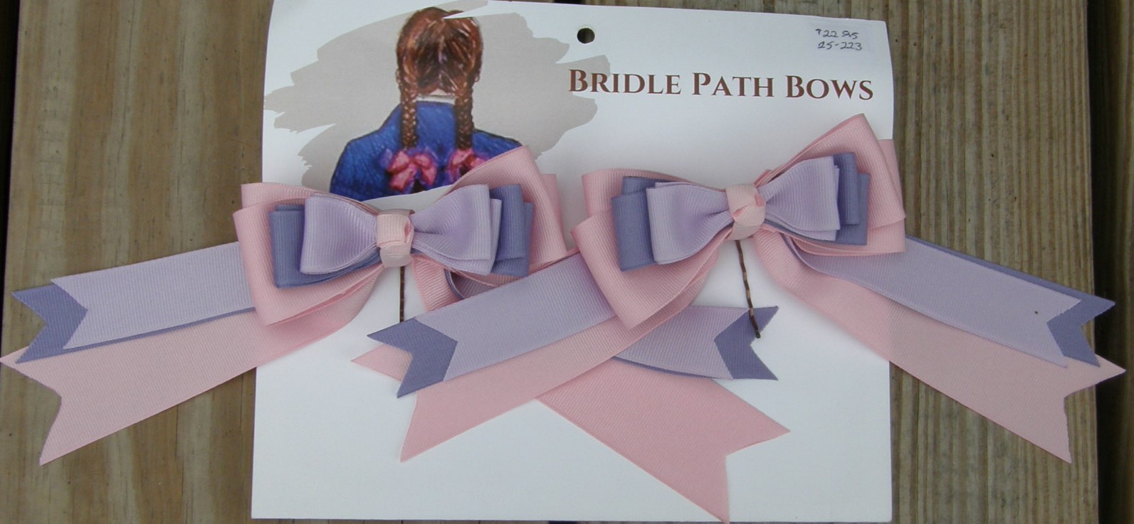 Bridle Path Bows Horse Show Bows Childrens Hair Ribbons Hair Bows Showbows Lt Pink/Lt Purple/Lavender Pattern