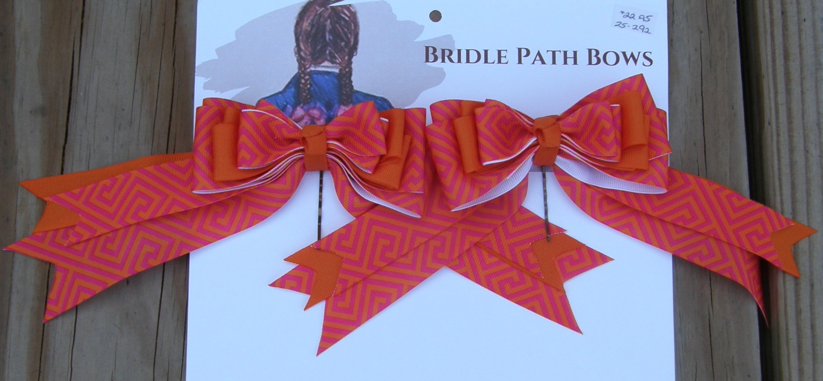 Bridle Path Bows Horse Show Bows Childrens Hair Ribbons Hair BowsOrange Geometric Pattern/Orange