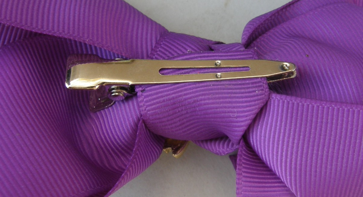 Hair Bow Hair Clip Hair Barrette Purple/Gold Horse Head