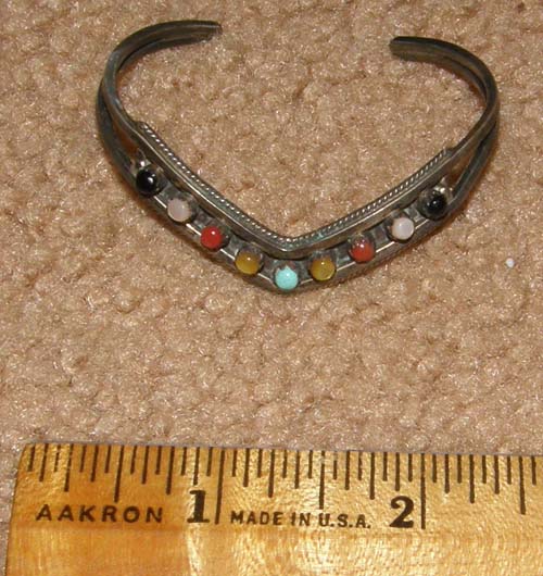 Vintage Sterling Silver Baby Bracelet Childs Cuff Bracelet with Stones