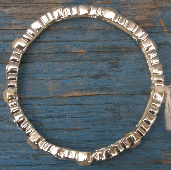 Silver Tone Imitation Opal Diamond Stretch Bracelet Imitation Opals Diamonds Rhinestones Stretchy Bracelet