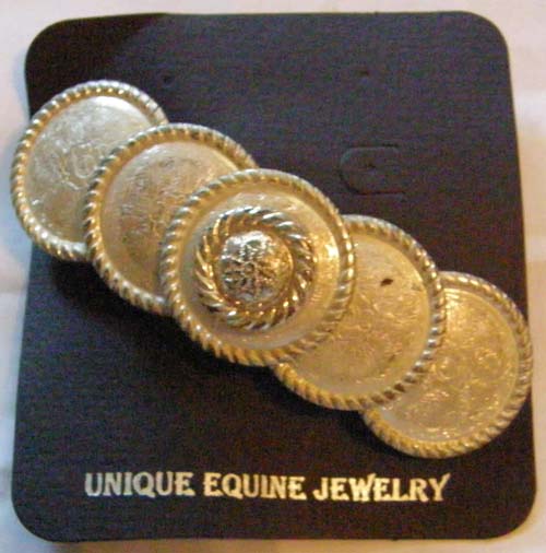 Unique Equine Jewelry Engraved Rope Edge Silver Concho Barrette Horse Barrette French Hair Clip