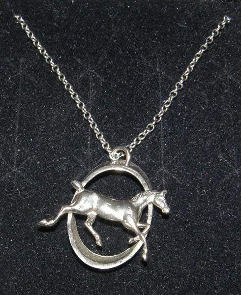 Vintage Silver Galloping Horse Necklace Running Horse Pendant
