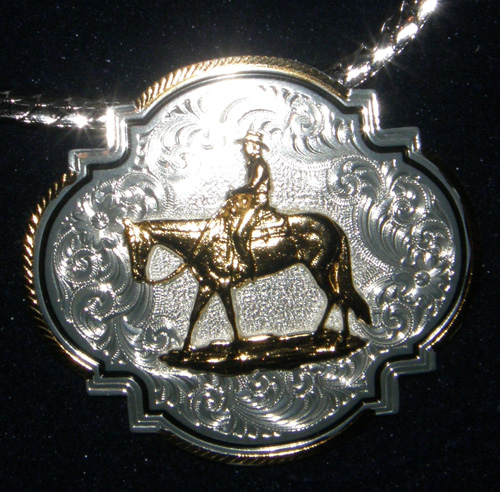 Montana Silversmiths Silver/Gold Western Pleasure Horse & Rider Necklace WP Horse Pendant Choker Necklace Brooch Horse Pin