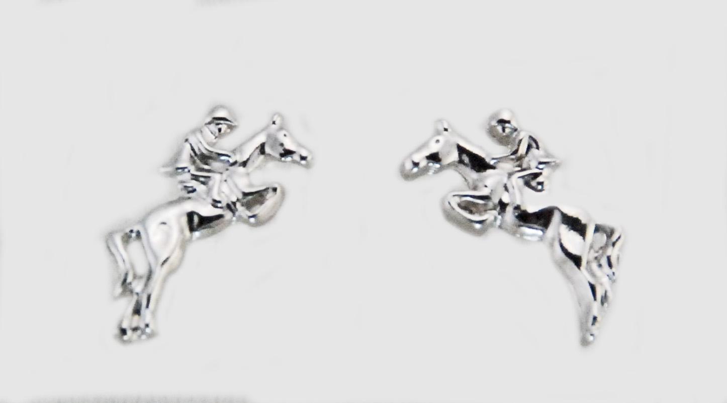 Event Jumper Earrings Silver Jumping Horse Pierced Earrings