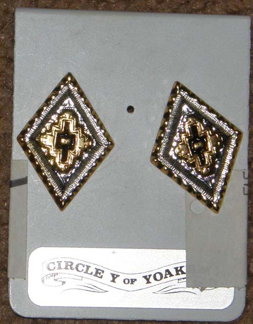Circle Y Western Pierced Earrings Southwestern Aztec Design Diamond Shaped Post Earrings