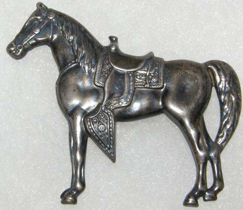 Vintage Large Sterling Silver Western Horse Pin Cowboy Horse Fancy Western Parade Saddle Brooch