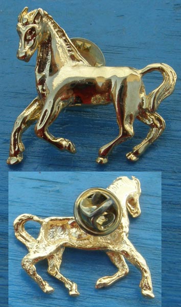 Vintage? Costume Jewelry Gold Tone Prancing Horse Tie Tac Lapel Hat Pin Brooch