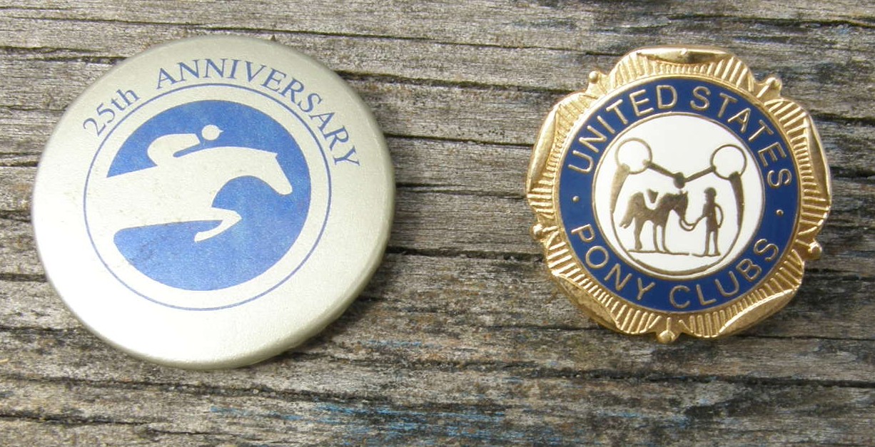 Vintage US Pony Club Pin Gold Enamel Horse Lapel Pin Tie Tack Back 25th Anniversary Button Pin