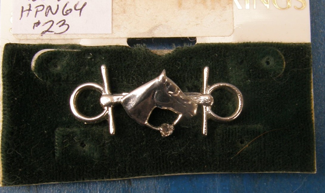 Horsehead on Full Cheek Snaffle Bit Pin English Horse Head Snaffle Bit Stock Pin Brooch