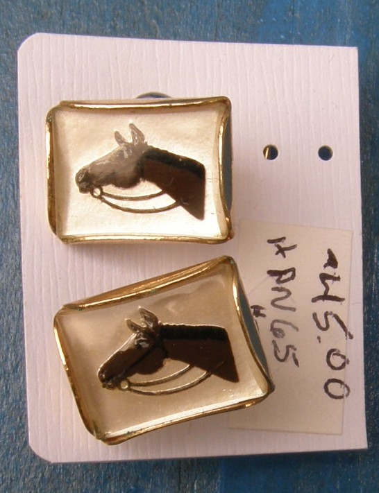 Vintage Enamel Horsehead In Bridle Cuff Links Cloisonne Horse Head Cufflinks Gold
