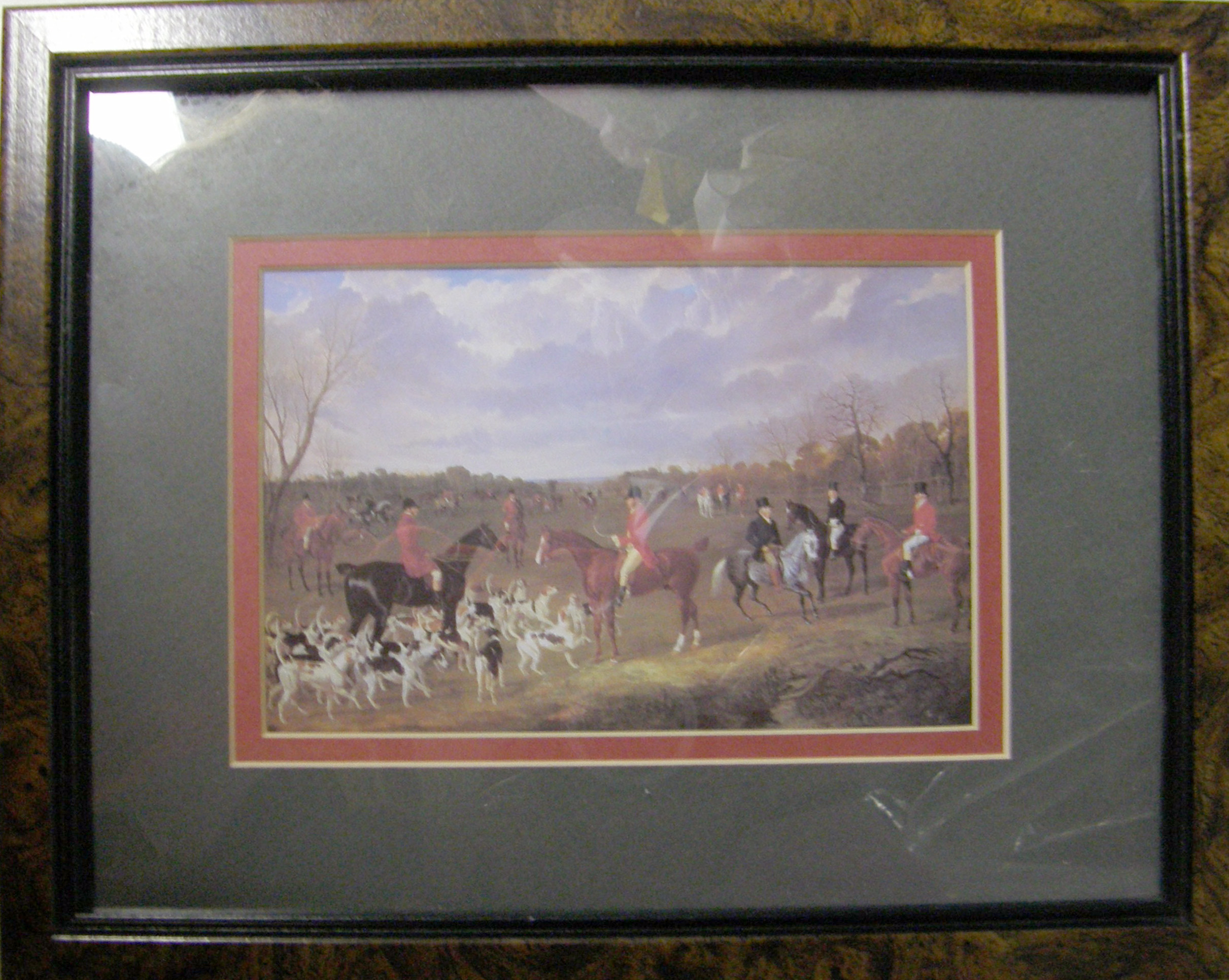 Hunt Scene Horse & Hound Hunt Print Framed & Matted Fox Hunting Picture