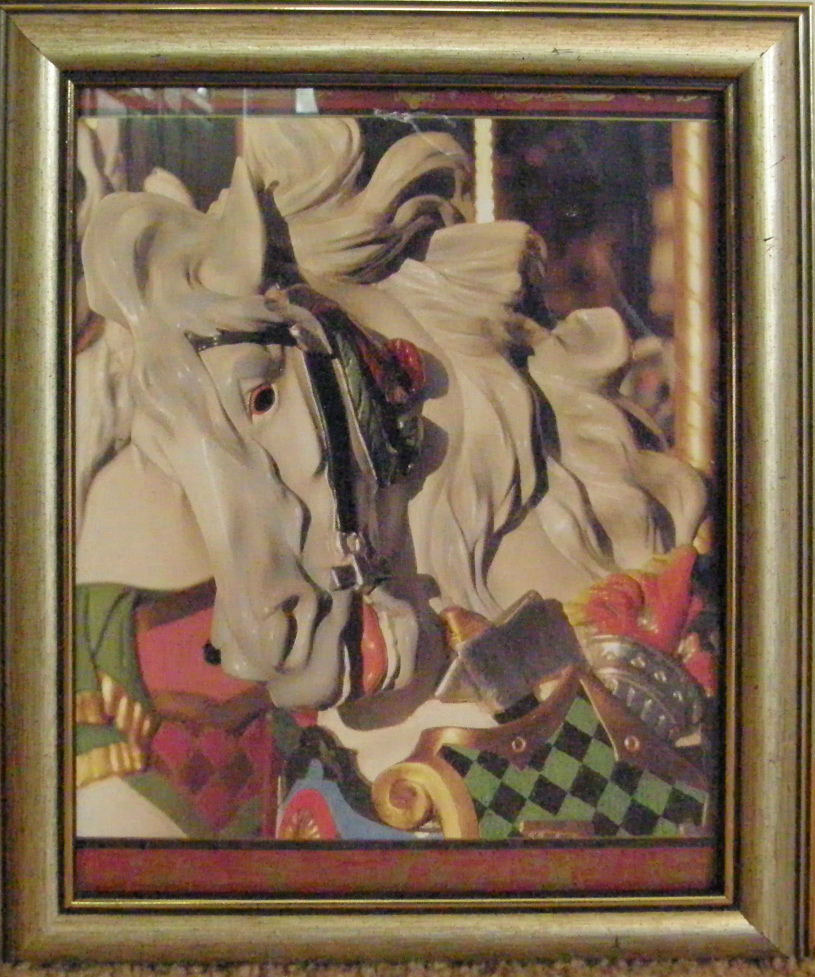 Carousel Horse White Horse Framed Picture Photo