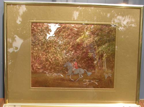 Vintage Fall Fox Hunting Print Horse & Hounds Foil Print 9x12 Framed Matted Print Horses
