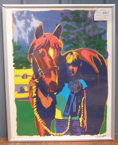 Daniel Gill Abstract Print Horse & Child with Blue Ribbon QH Show Horse Print