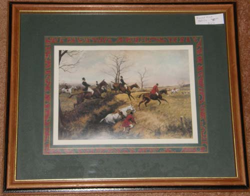 George Wright Full Cry Horses & Hounds Hunt Scene Framed Matted Print 