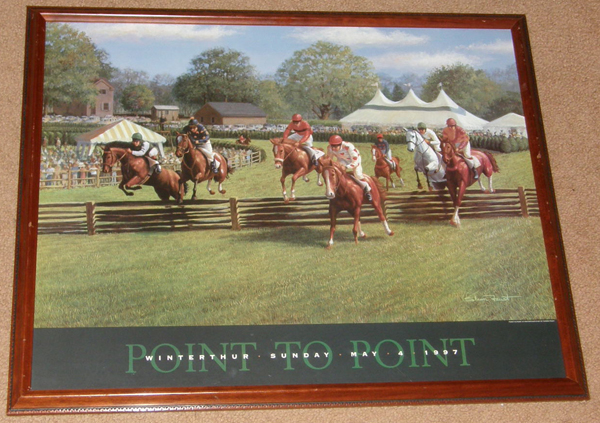 Vintage Shawn Faust Steeplechase Horse Print Point To Point At Winterthur May 4 1997 Thoroughbred Horse Racing Horse Jumping 1997 Steeplechasing Event DuPont Estate Wilmington Delaware