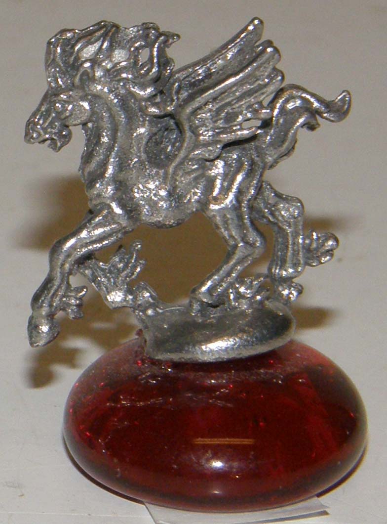 Pewter Metal Pegasus Horse on Glass Bead