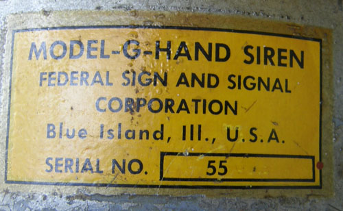 Vintage Federal Signal Model G Hand Siren Hand Crank War Era Air Raid Siren Fire Siren