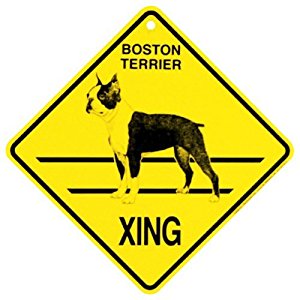 KC Creations Boston Terrier Crossing Sign Caution Dog Xing Sign Gift