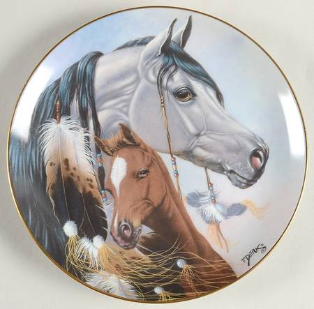 Danbury Mint Limited Edition Collectible Horse Plate Gift For A Princess Arabian Mare & Foal A Heritage of Horses Derk Hansen