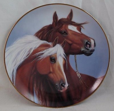 Vintage Danbury Mint Limited Edition Collectible Horse Plate Sweethearts Chestnut Palomino Horses A Heritage of Horses Derk Hansen