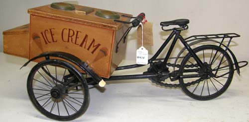 Vintage? Miniature Ice Cream Vendor Bicycle Cart Replica Ice Cream Delivery Bike Early Americana Decoration