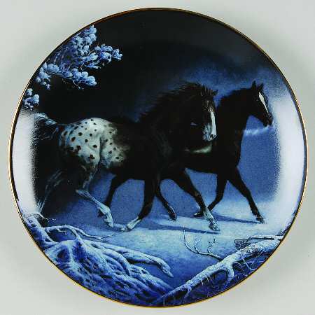 Vintage Hamilton Collection Limited Edition Collectible Horse Plate Midnight Run Unbridled Spirit Chuck DeHaan Blanket Appaloosa