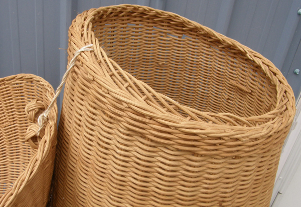 Vintage 1970s 2 pc Wicker Horse Hamper Toy Storage Wicker Clothes Hamper
