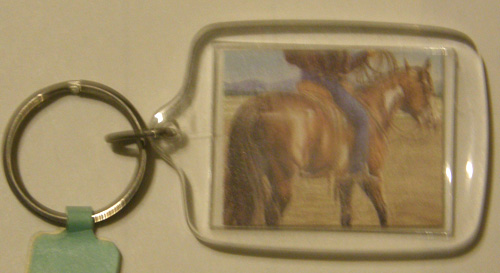 Bay Overo Paint Western Roping Horse Keychain Cowboy On Pinto Horse Keychain Ranch Horse Key Chain Roper Key Ring Janet Griffin-Scott Artwork Buns Of Steel