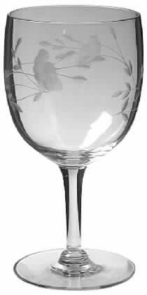 Vintage Princess House Heritage Floral Etched Crystal Wine Glasses 6" White Wine Glass Set of 4