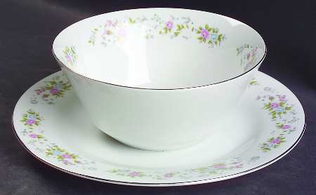 Vintage Sango Cannes 8078 Her Majesty China Soup Bowl Attached Underplate Gravy Boat Sauce Bowl & Plate