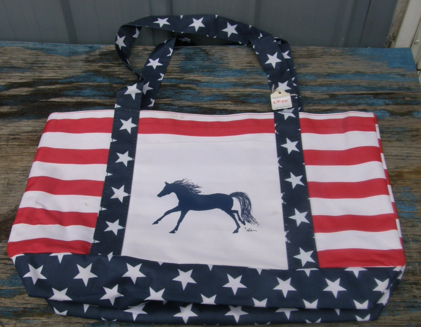 Stars & Stripes Horse Tote Bag Patriotic Stadium Tote Bag Waterproof Nylon Ringside Tote Gear Bag Red/White/Blue
