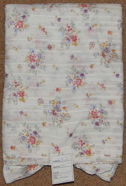 Floral Print Fabric Cotton/Poly Dress Material Remnant