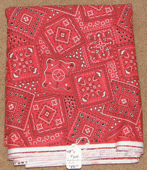 Vintage Princess Fabrics Red Bandana Print Fabric Cotton Dress Material Remnant